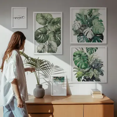 Galeria de parede com motivos vegetais modernos