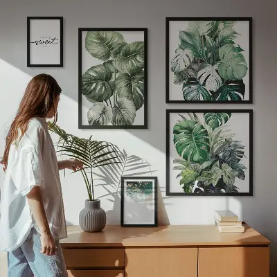 Galeria de parede com motivos vegetais modernos