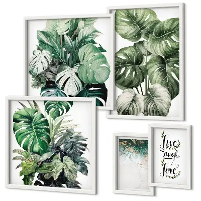 Galeria de quadros para parede com citações abstratas de motivos vegetais