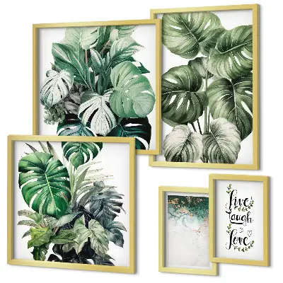 Galeria de quadros para parede com citações abstratas de motivos vegetais