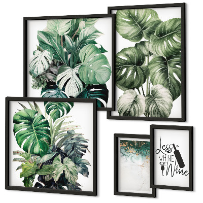 Conjunto de 5 quadros com moldura Citações abstratas sobre plantas