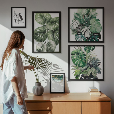 Conjunto de 5 quadros com moldura Citações abstratas sobre plantas
