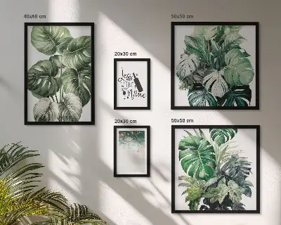 Conjunto de 5 quadros com moldura com citações abstratas sobre plantas