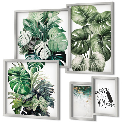 Conjunto de 5 quadros com moldura Citações abstratas sobre plantas