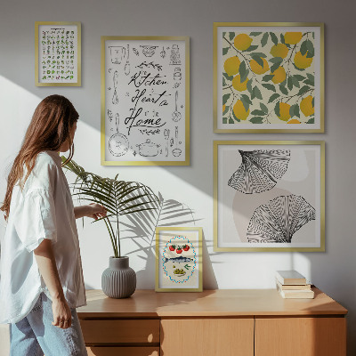 Conjunto de 5 quadros decorativos Inspirações para cozinhas elegantes