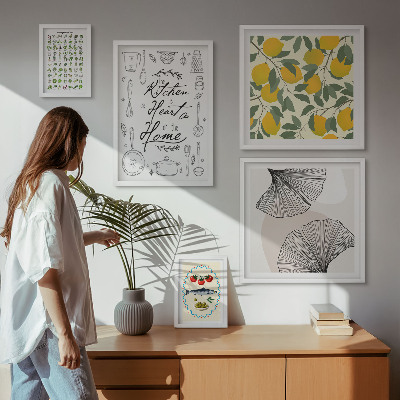 Conjunto de 5 quadros decorativos Inspirações para cozinhas elegantes