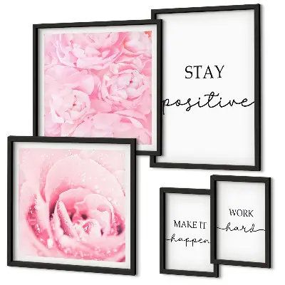 Galeria de parede com frases motivacionais sobre flores