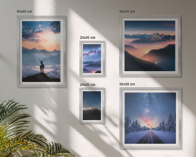 Conjunto de 5 quadros decorativos Paisagens montanhosas à noite