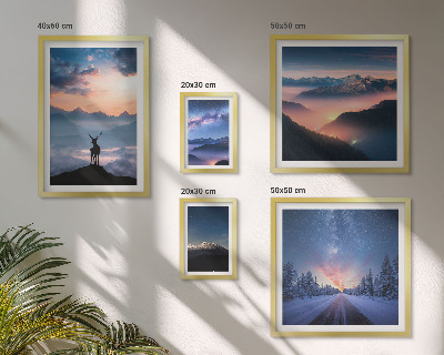 Conjunto de 5 quadros decorativos Paisagens montanhosas à noite