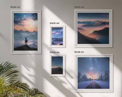 Conjunto de 5 quadros decorativos Paisagens montanhosas à noite
