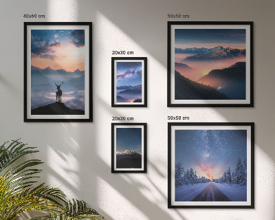 Conjunto de 5 quadros decorativos Paisagens montanhosas à noite