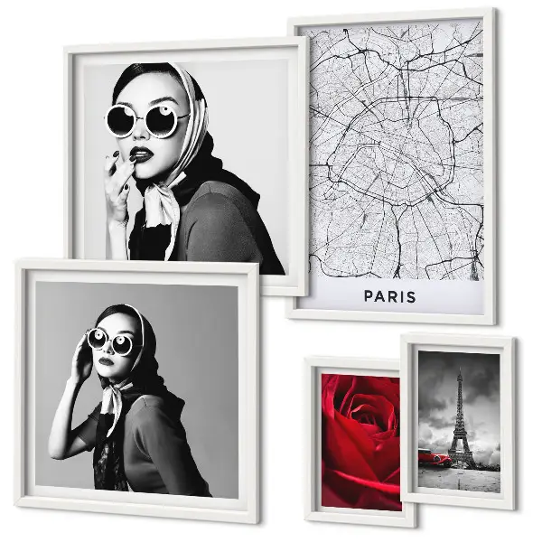 Galeria de quadros para parede com detalhes elegantes da moda parisiense