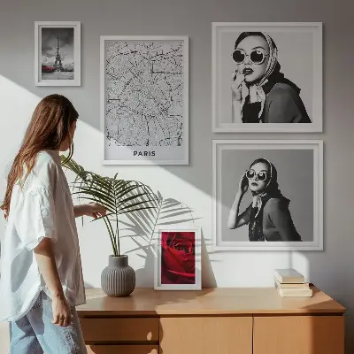Galeria de quadros para parede com detalhes elegantes da moda parisiense