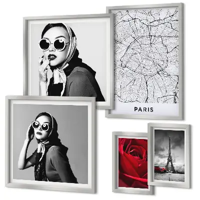 Galeria de quadros para parede com detalhes elegantes da moda parisiense