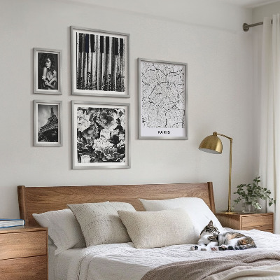 Conjunto de 5 quadros com moldura Arquitetura elegante em estilo parisiense