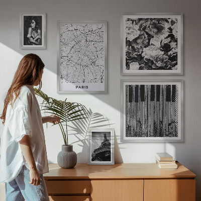 Conjunto de 5 quadros com moldura Arquitetura elegante em estilo parisiense