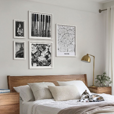 Conjunto de 5 quadros com moldura Arquitetura elegante em estilo parisiense