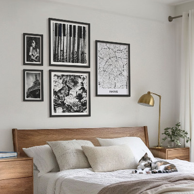 Conjunto de 5 quadros com moldura Arquitetura elegante em estilo parisiense