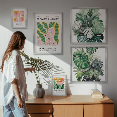 Galeria de parede Motivos florais boho com plantas