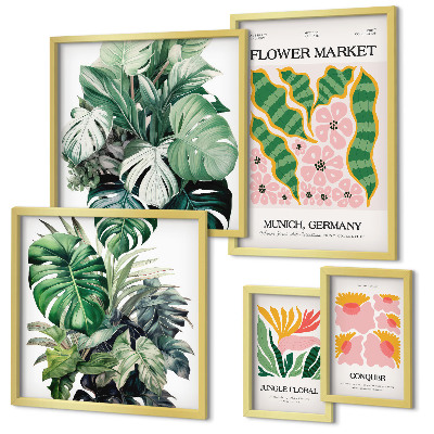 Galeria de parede Motivos florais boho com plantas