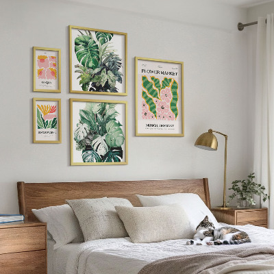 Galeria de parede Motivos florais boho com plantas