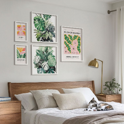 Galeria de parede Motivos florais boho com plantas