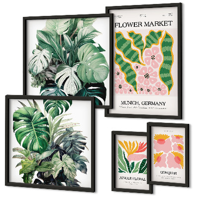 Galeria de parede Motivos florais boho com plantas