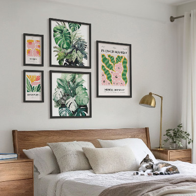Galeria de parede Motivos florais boho com plantas