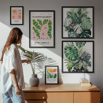 Galeria de parede Motivos florais boho com plantas