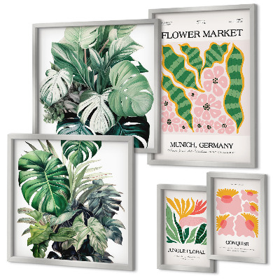 Galeria de parede Motivos florais boho com plantas