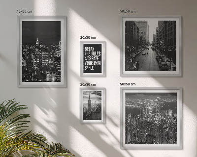Conjunto de 5 quadros com moldura Vistas em preto e branco da cidade de Nova York