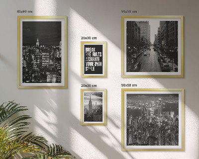 Conjunto de 5 quadros com moldura Vistas em preto e branco da cidade de Nova York