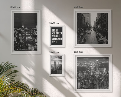 Conjunto de 5 quadros com moldura Vistas em preto e branco da cidade de Nova York
