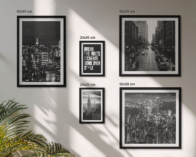 Conjunto de 5 quadros com moldura Vistas em preto e branco da cidade de Nova York