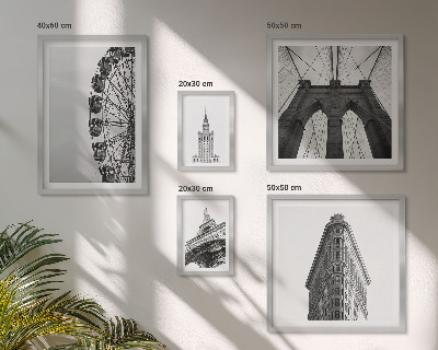 Conjunto de 5 quadros decorativos arquitetura metropolitana em preto e branco