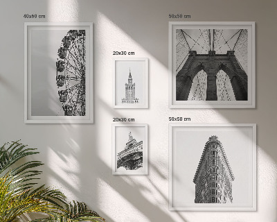 Conjunto de 5 quadros decorativos arquitetura metropolitana em preto e branco