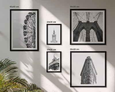 Conjunto de 5 quadros decorativos arquitetura metropolitana em preto e branco
