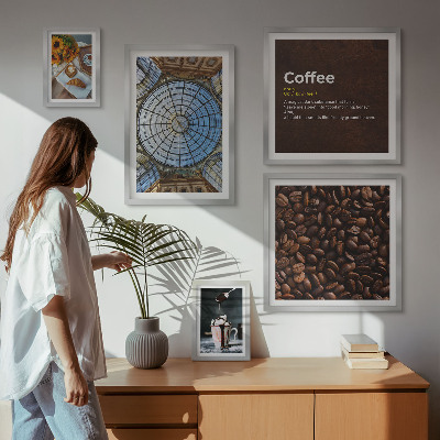 Conjunto de 5 quadros com moldura Doces de café em estilo rústico