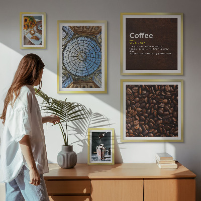 Conjunto de 5 quadros com moldura Doces de café em estilo rústico