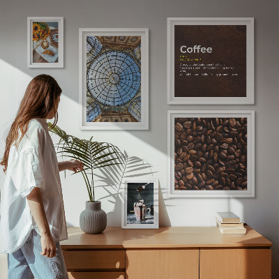 Conjunto de 5 quadros com moldura Doces de café em estilo rústico