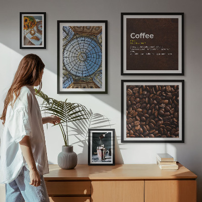 Conjunto de 5 quadros com moldura Doces de café em estilo rústico