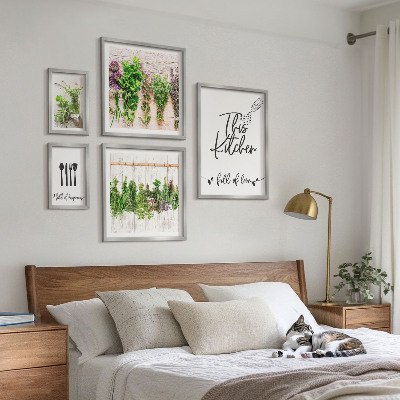 Conjunto de 5 quadros decorativos Inspirações rústicas com ervas