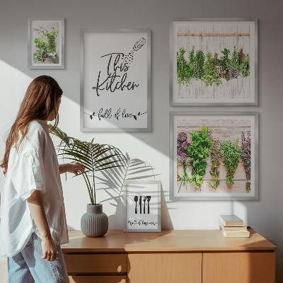 Conjunto de 5 quadros decorativos Inspirações rústicas com ervas