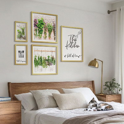 Conjunto de 5 quadros decorativos Inspirações rústicas com ervas