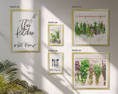 Conjunto de 5 quadros decorativos Inspirações rústicas com ervas