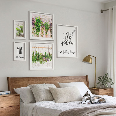 Conjunto de 5 quadros decorativos Inspirações rústicas com ervas