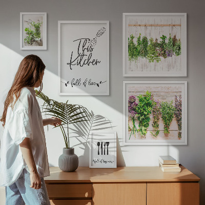 Conjunto de 5 quadros decorativos Inspirações rústicas com ervas