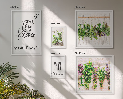 Conjunto de 5 quadros decorativos Inspirações rústicas com ervas