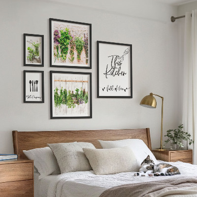 Conjunto de 5 quadros decorativos Inspirações rústicas com ervas