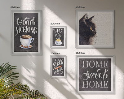 Galeria de parede Slogans positivos sobre gatos e café